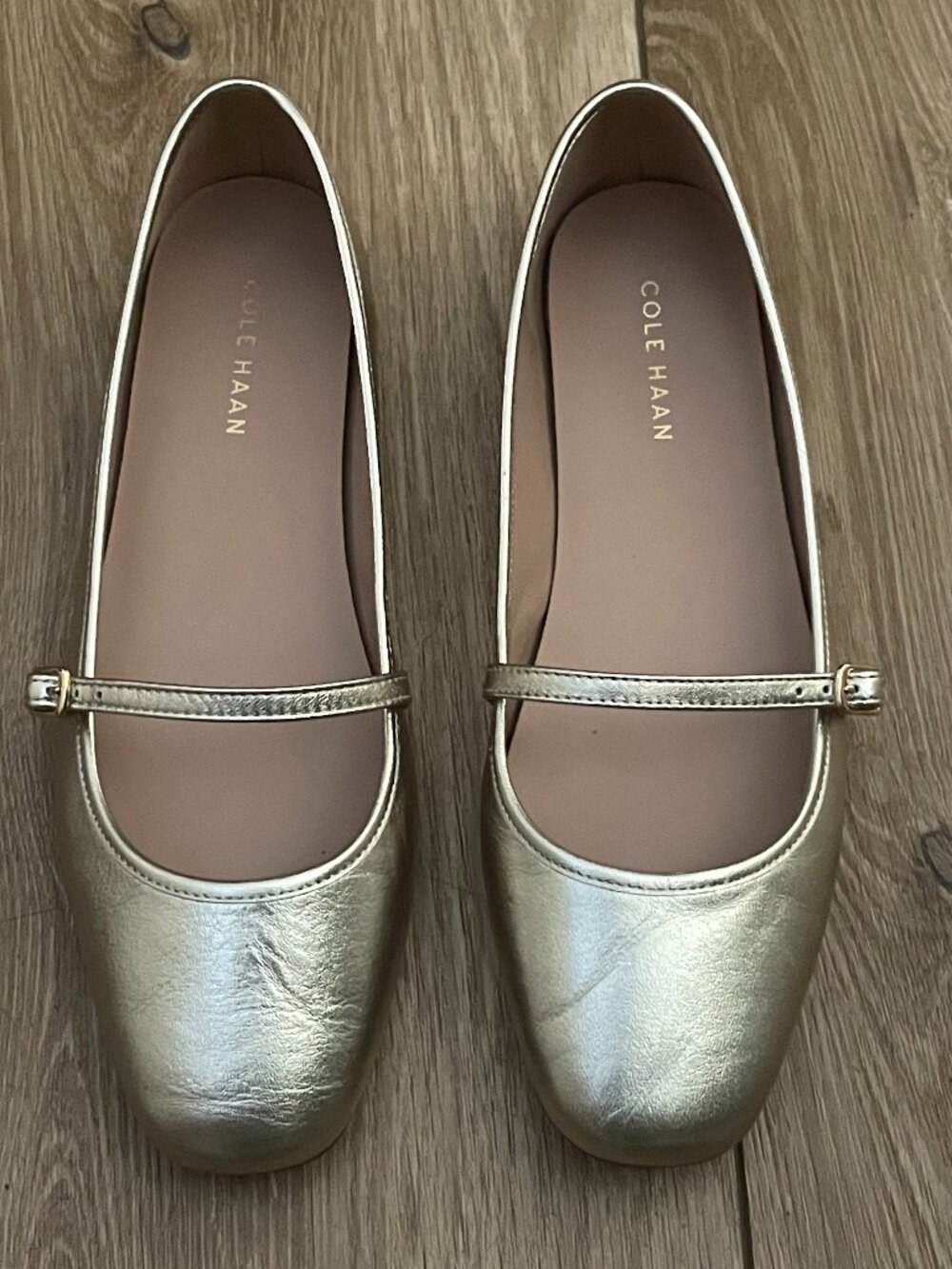 Cole Haan Gold Metallic Leather Yelena Mary Jane Flats Size 8B
